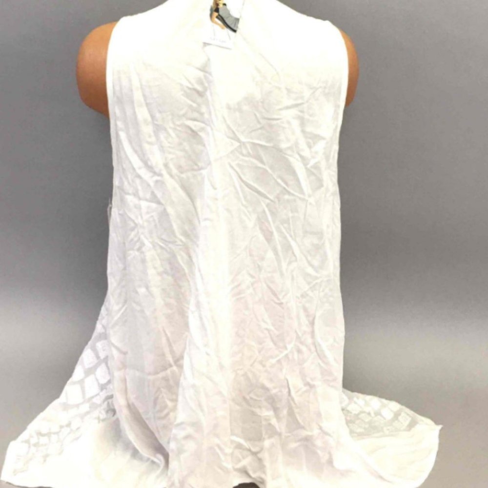 NWT Karen Kane WhiteSleevelessHand Sewed Sequined Button Down Tunic Size X-Large - Picture 3 of 3